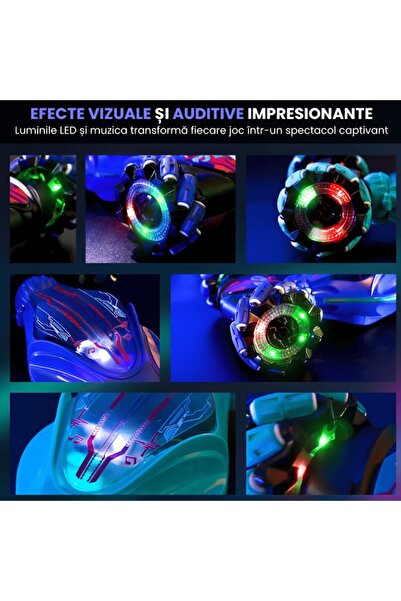 Full Abundance Dazzing Twisted RC Stunt Car with Gesture Sensor, 4WD, LED Lights, 2.4GHz Remote — Dark Blue