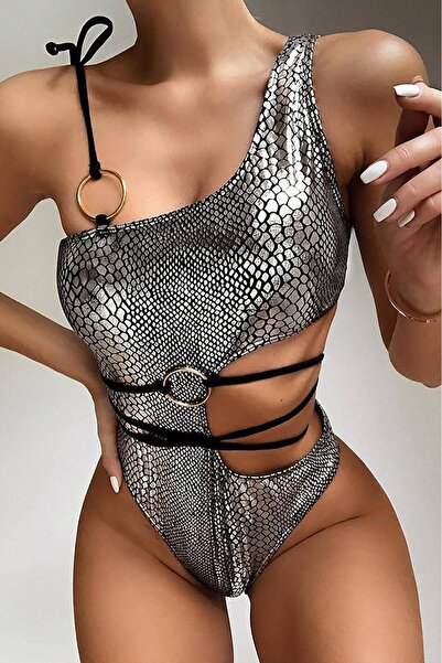 Bikini Mayokini Dünyası Snake One Shoulder Mayokini - Silver