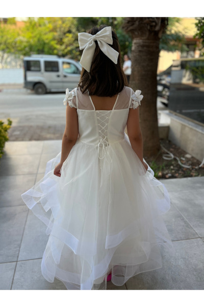 BY GÜLŞAH GÜL KIZ ÇOCUK PUDRA-BEYAZ PRENSES ELBİSESİ