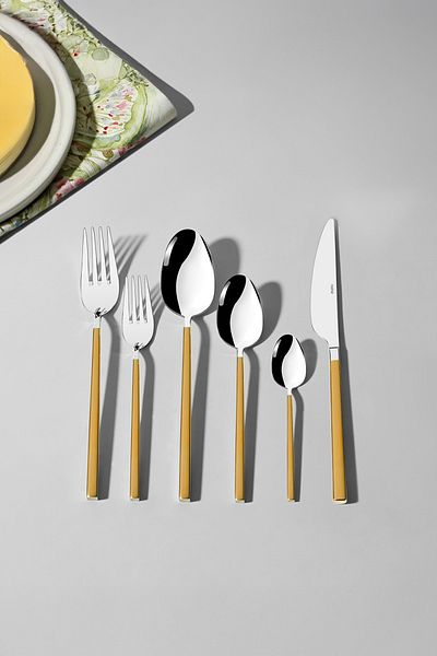 Nehir Gloria Gold Satin 72 Piece Cutlery Set for 12 People