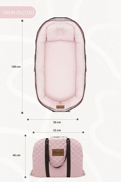 mordesign Portable Babynest, Travel Type Baby Bed with Bag, Zippered Canvas Case Deluxe+ Adorn Series