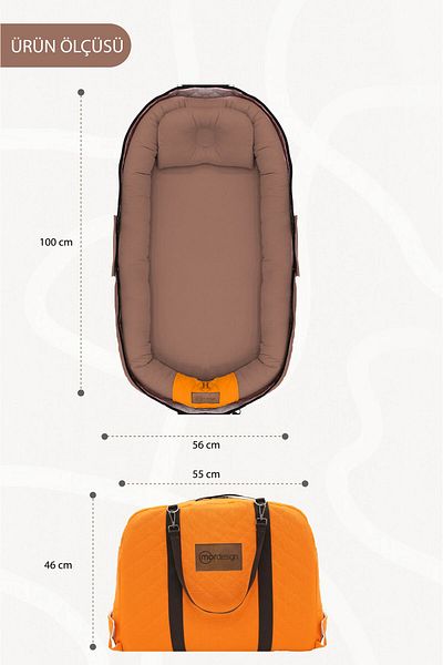 mordesign Portable Babynest, Travel Type Baby Bed with Bag, Zippered Canvas Case Deluxe+ Adorn Series