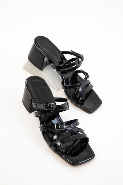 SOHO Black Patent Leather Women's Classic Heeled Shoes 20769