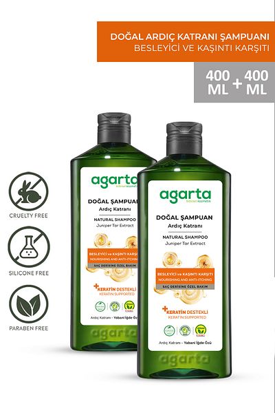 Agarta 2 Natural Juniper Tar and Keratin Hair Eczema Shampoo 400 ml