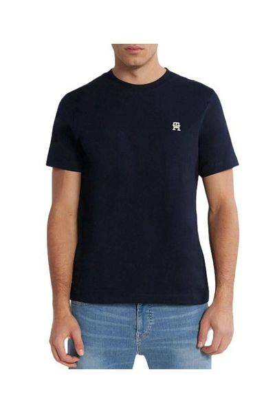 Tommy Hilfiger Men's Woven Fabric Short Sleeve Plain Model Blue T-Shirt MW0MW33987-DW5