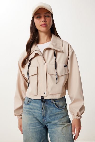 Happiness İstanbul Women's Cream Seasonal Bomber Coat Mx00243