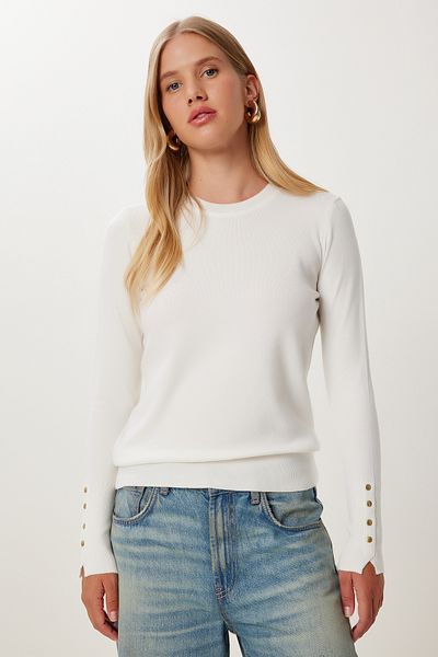 Happiness İstanbul Women's Bone Basic Knitwear Sweater Mx00249