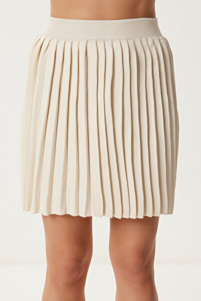 Happiness İstanbul Жіноча кремова плісирована міні-спідниця-трико PF00114