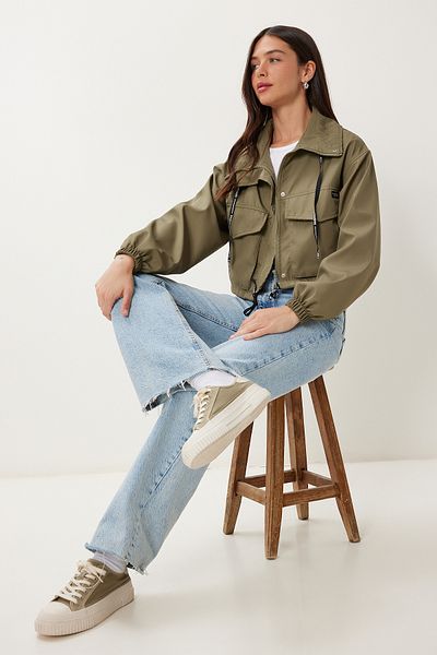 Happiness İstanbul Women's Khaki Seasonal Bomber Coat Mx00243