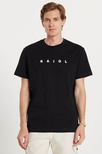 Tudors Ανδρικό μπλουζάκι με λαιμόκοψη Relax Fit Casual Cut από βαμβακερό μπροστινό και πίσω μέρος με λεπτομέρεια εκτύπωσης