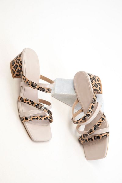 SOHO Beige Patent Leather-Leopard Women's Classic Heeled Shoes 20769