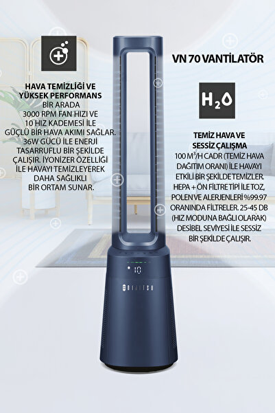 Dijitsu Vn70 Hava Temizleme Ve Kanatsız Vantilatör