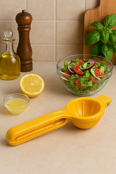 hemlife Metal Rustproof Lemon and Citrus Juicer Squeezer with Special Design Pattern Lemon Orange Juicer Yellow