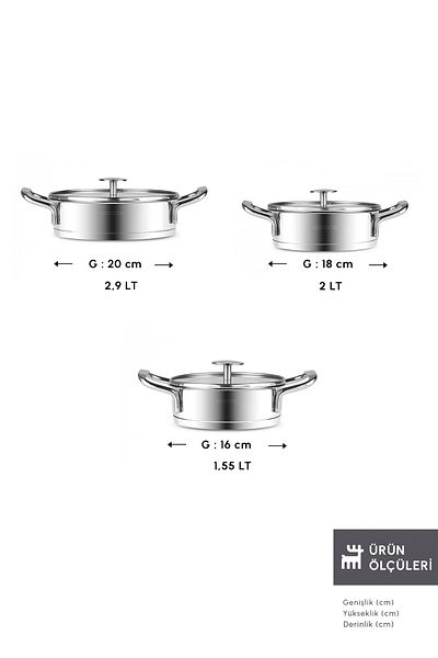 Karaca Vapor New 6-Piece Midi Steel Pot Set with Induction Base