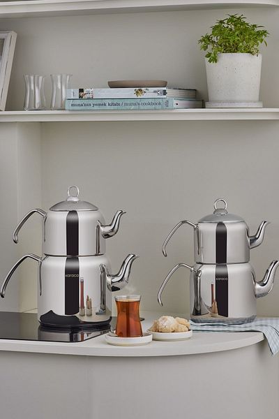 Karaca Esme Induction Base Maxi Teapot Set Platinum
