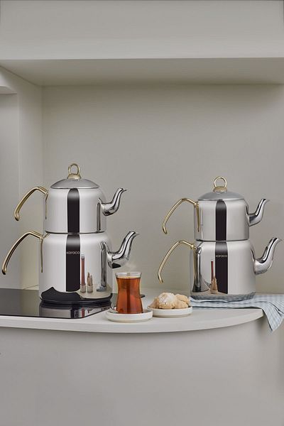 Karaca Esme Induction Base Teapot Set Midi Gold