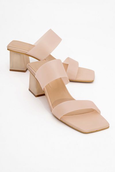 LuviShoes 123 Transparentní dámské pantofle na podpatku Skin Skin