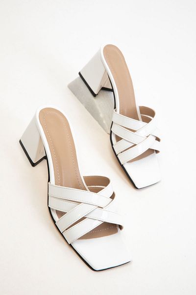 SOHO White Patent Leather Women's Classic Heeled Shoes 20768