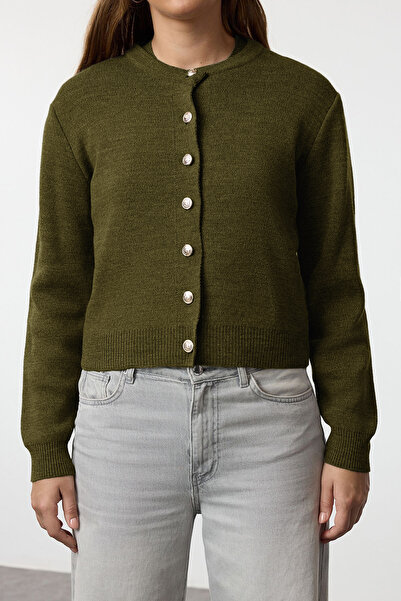 Trendyol Collection Khaki Basic Cardigan-Blouse Knitwear Cardigan Twoaw25Hi00216