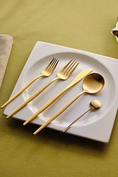 Karaca Orion Matte Gold 12-Person 60-Piece Cutlery Set