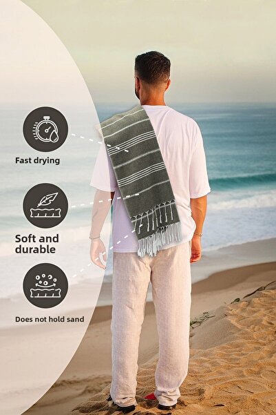 FAVORA Πετσέτα θαλάσσης Khaki Peshtamal - 90x140