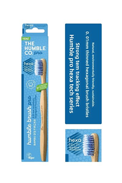 The Humble Co. فرشاة أسنان من الخيزران من سلسلة Humble Co Pro، شعيرات فرشاة حلزونية رقيقة 0.01 مم، أزرق