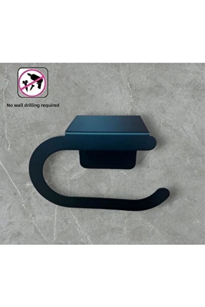 ardini حامل ورق التواليت ذاتي اللصق مع رف للهاتف، حامل ورق التواليت بيضاوي الشكل باللون الأسود غير اللامع