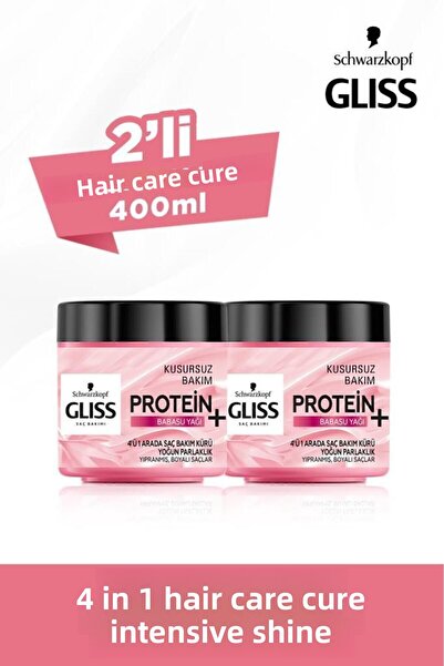 Gliss علاج العناية بالشعر 4 في 1 للتألق المكثف - 400 مل × 2 قطعة بزيت باباسو