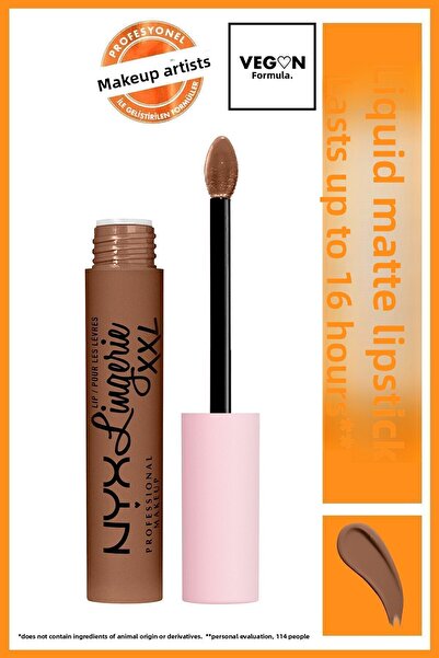 NYX Professional Makeup أحمر شفاه سائل غير لامع Xxl من Lip Lingerie Hot Caramelo