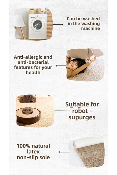 EUROBANO Soft Shaggy One Piece Gray 60X100 cm Natural Non-Slip Base Mat