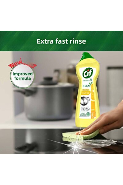 Cif Cream Surface Cleaner Lemon Scented Chlorine Dye Phosphate Paraben Free 750 ml 4 Pcs