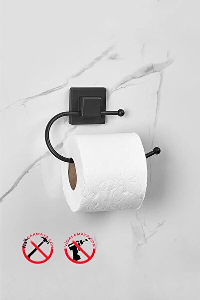Besthırdavat Square Adhesive WC Paper Holder Black