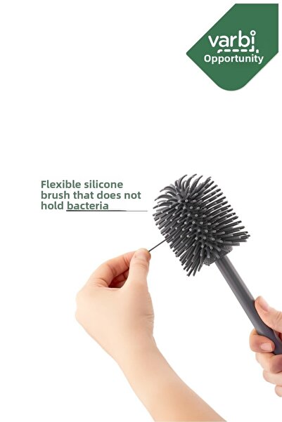 Varbifırsat Antibacterial Silicone Tip Toilet Brush Set - Toilet and Toilet Bowl Cleaning Brush
