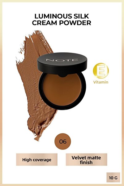 NOTE Luminous Silk Cream Powder Patakrem Powder Foundation 06 Dark Honey