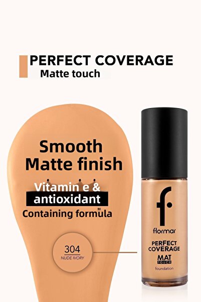 Flormar Matte Liner Vitamin E Foundation - Matte Touch Foundation - 304 Nude Ivory -8682536057622