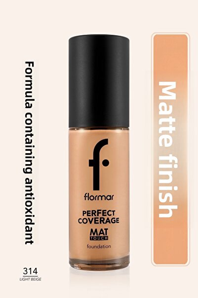 Flormar كريم أساس يحتوي على فيتامين E مع وحدة غير لامعة - كريم أساس Mat Touch - 314 بيج فاتح -8682536057721