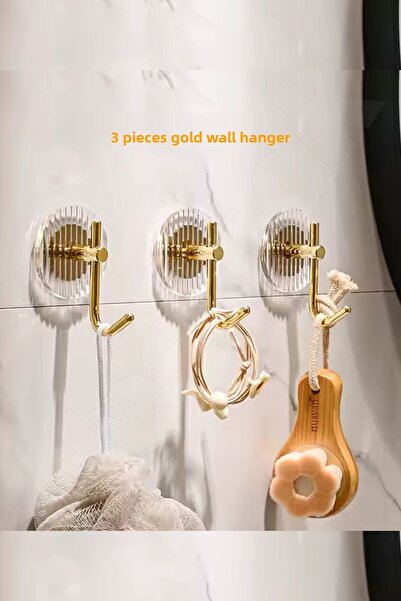 Destpak 3Pcs Gold Wall Hanger - Strong Adhesive No Screws Required High Weigh...