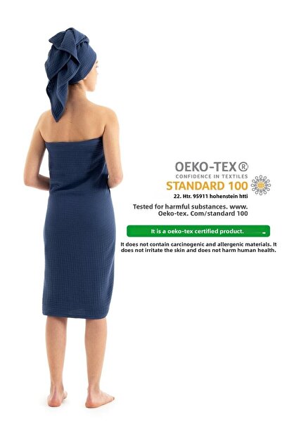 Denizli Concept Navy Blue Muslin Bath Towel Set - Soft & High Water Absorbent Bath Towel - 100% Cotton