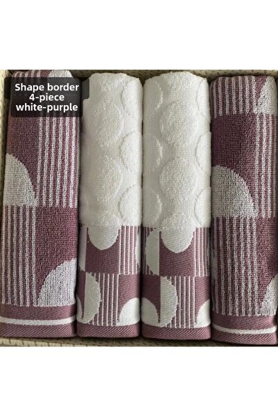 Özdilek طقم مناشف على شكل قلب باللون الأبيض والبرقوق مكون من 4 قطع