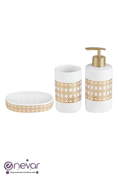 Benante Λευκό Σετ Μπάνιου - 3 Τεμάχια / Επιχρυσωμένο