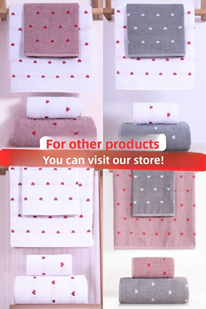 My Catherine 4dílná sada koupelnových ručníků se srdcem - šedá, pudrová sada do koupele se vzorem srdce