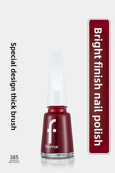 Flormar High Pigmented Shiny Nail Polish - Nail Enamel - 385 Red Velvet New 8682536035965