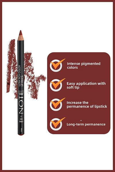 NOTE Ultra Rich Color Lip Pencil Lip Liner 12 Coral Red - Red
