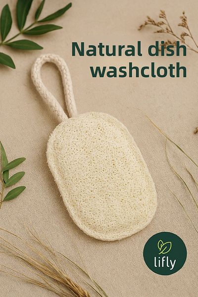 lifly Natural 100% Organic Pumpkin Fiber Dish Sponge 1 Piece - Natural Dish Sponge - Natural Dish Fiber