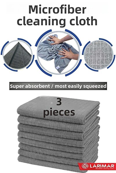 Larimar 3 bucăți cârpă de curățare din microfibră în carouri, dimensiune Jumb...