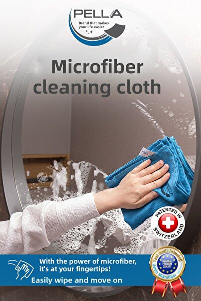 pella 6 pcs Microfiber Cleaning Cloth, Glass, Cleaning Cloth, 60x40 Cm active