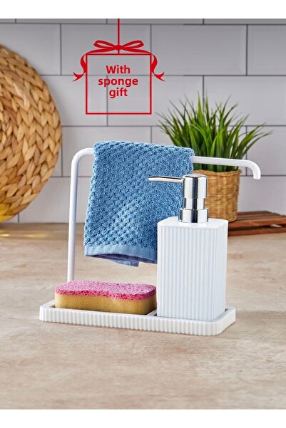 Generic Brand Dozator de detergent din plastic cu suport din pânză cremă desc...