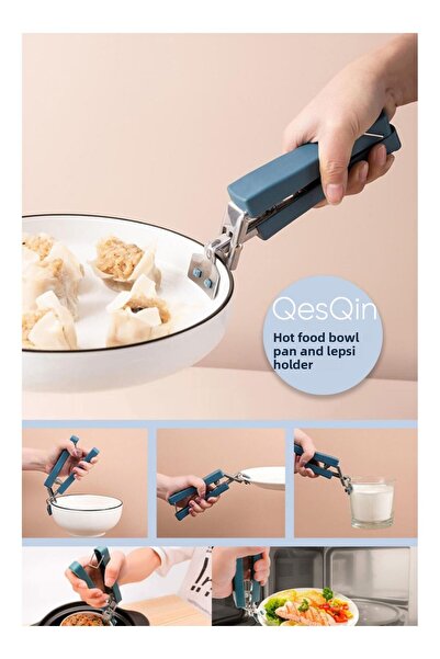 QesQin حامل وعاء الطعام الساخن العملي، حامل مقبض ملقط صينية| حامل صينية ومقلاة