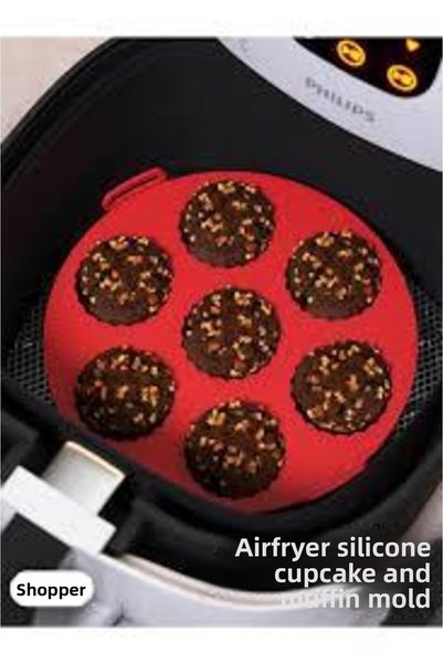 CREARTHOME Airfryer Cake-muffin-cupcake Baking Mold Red- Airfryer Baking Paper Silicone- Bpa Free