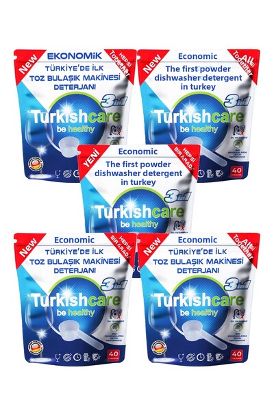 Turkishcare 40X5 200 Powder Detergent Dishwasher - All in One Wash